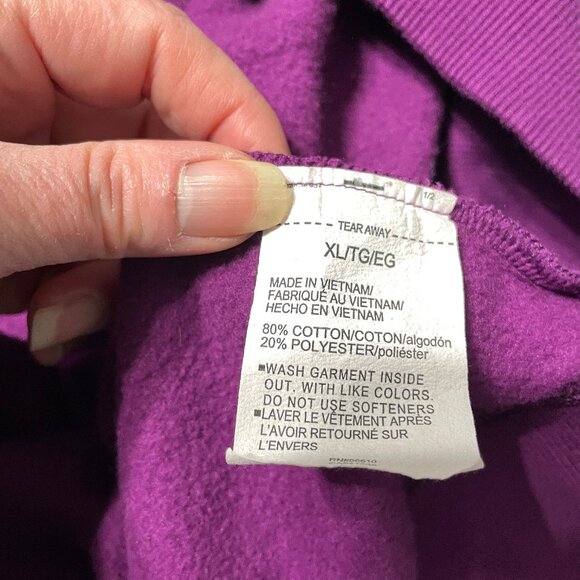 Women's Size XL Purple Hoodie Loose Sweatshirt W/ White & Silver Lettering Excel - Picture 7 of 14